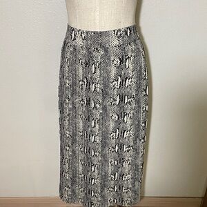 J. Crew Black and White Patterned Midi Skirt